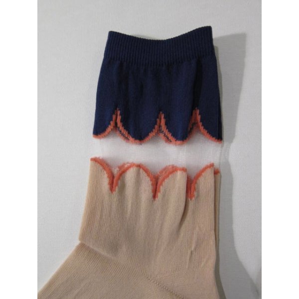 画像2: Eine Lilie Scallop bi-color socks 