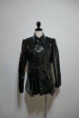 FETICO BELTED FAUX-LEATHER JACKET