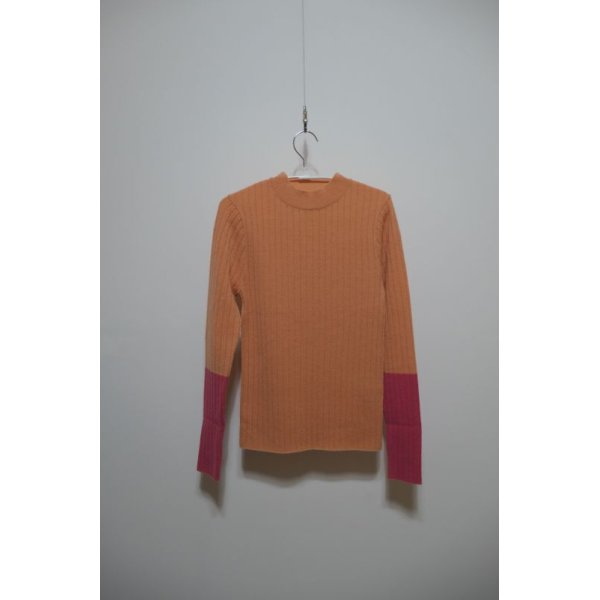 画像1: YUKI SHIMANE Two-Tone Rib knit top