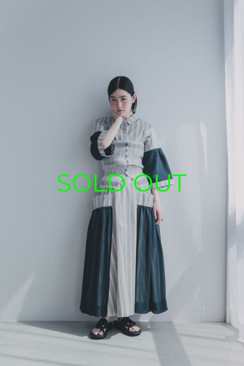 画像6: YUKI SHIMANE Shirring Border knit Bustier (6)