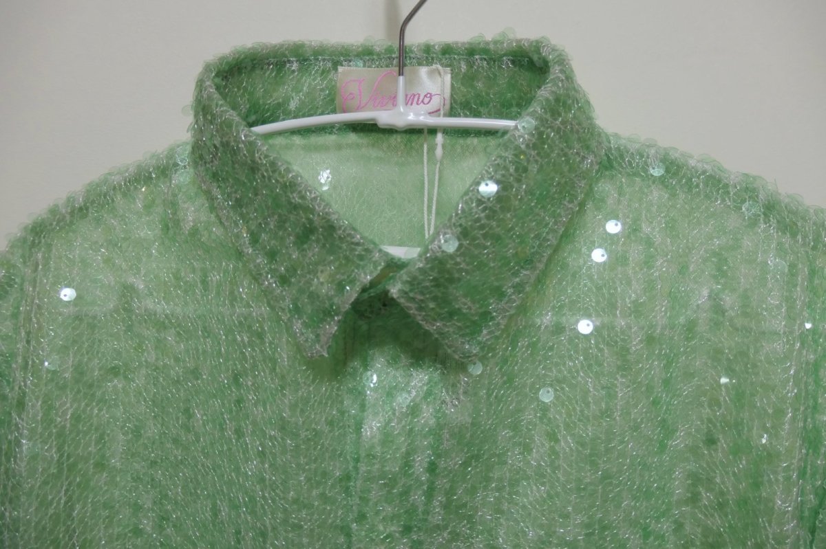 画像2: VIVIANO Sequins Cropped Shirt (2)