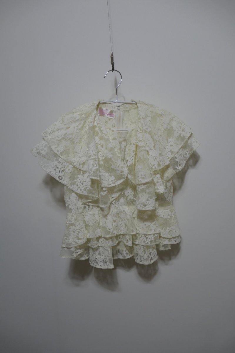 画像1: VIVIANO Double Collar Lace Top  (1)