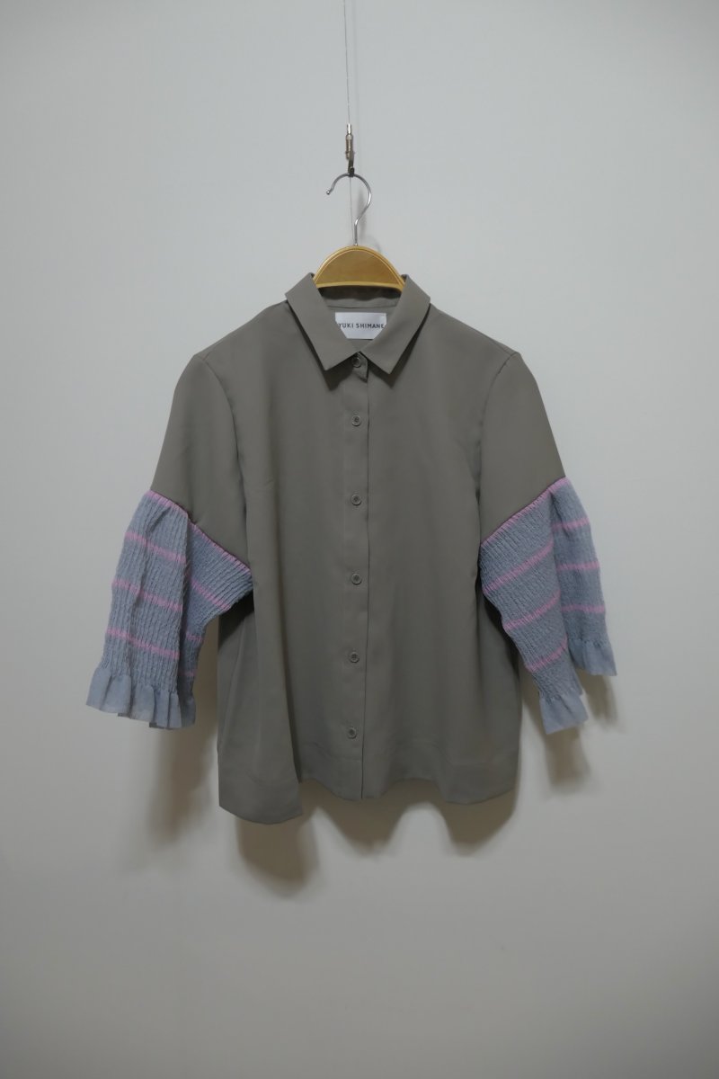 画像1: YUKI SHIMANE Border Knit Sleeve Shirt (1)