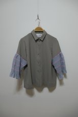 画像1: YUKI SHIMANE Border Knit Sleeve Shirt (1)