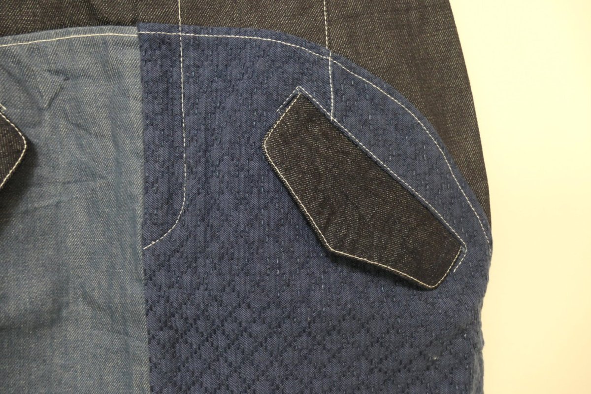 画像3: DECO depuis1985 SASHIKO MIX DENIM SKIRT (3)