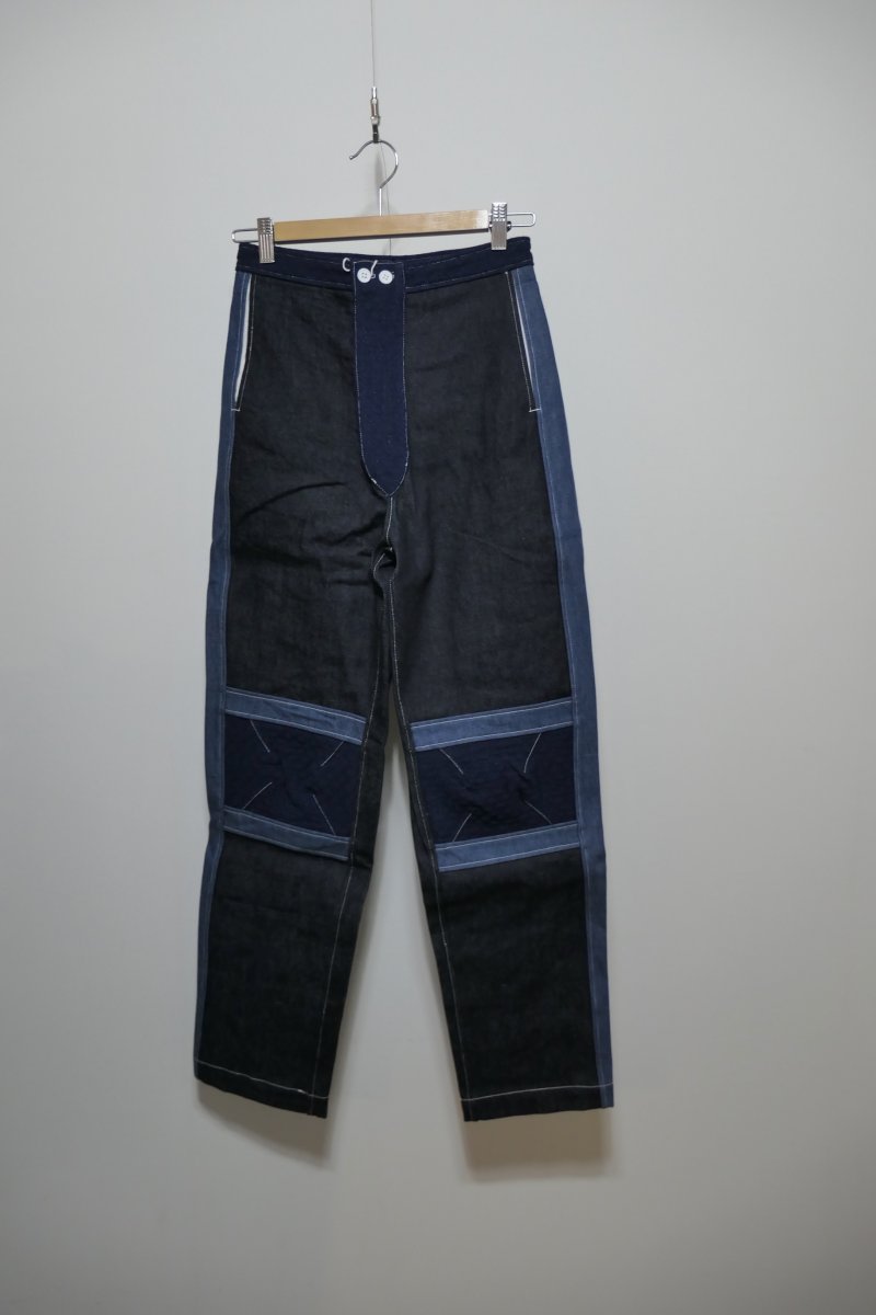 画像1: DECO depuis1985 SASHIKO MIX DENIM PANTS (1)