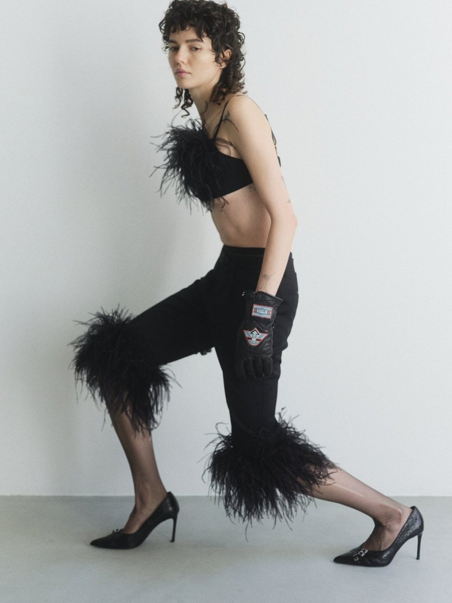 画像6: KISHIDAMIKI cropped feather trousers (6)