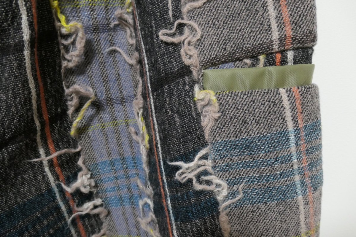 画像3: STOF FRINGE WOOL CHECK WIDE SLACKS (3)