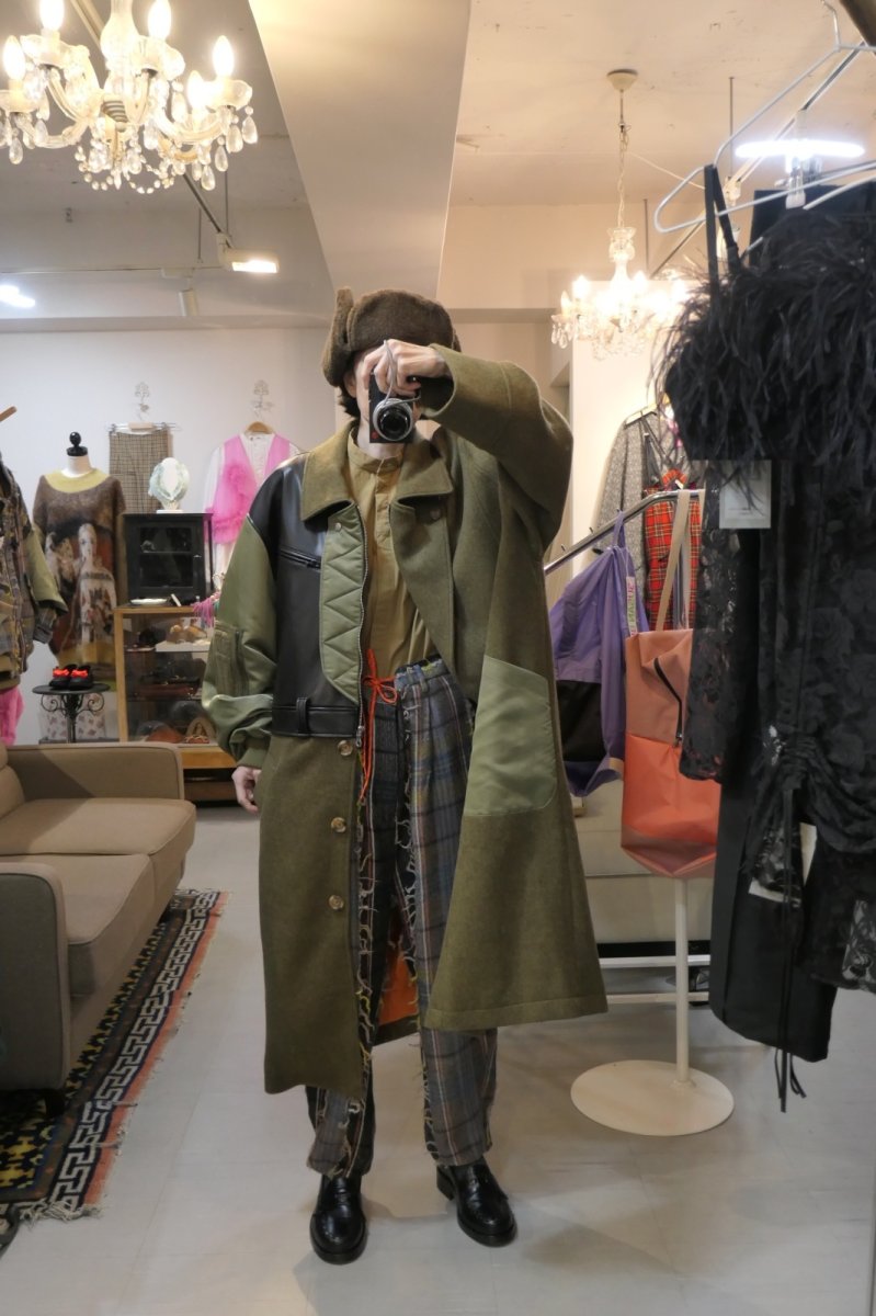 画像10: STOF FRINGE WOOL CHECK WIDE SLACKS (10)