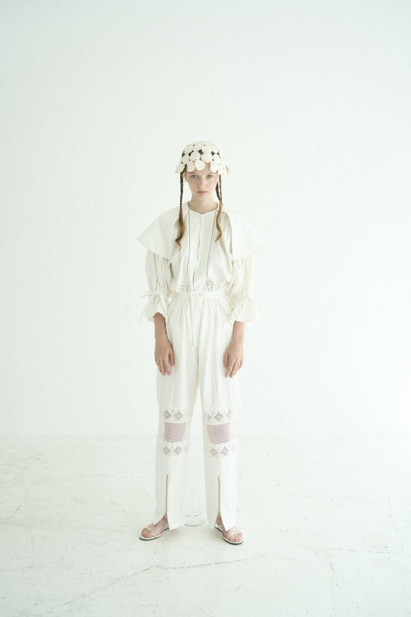 画像1: DECO depuis1985 COTTON LINEN DYED HORSE CLOTH LACE PANTS (1)