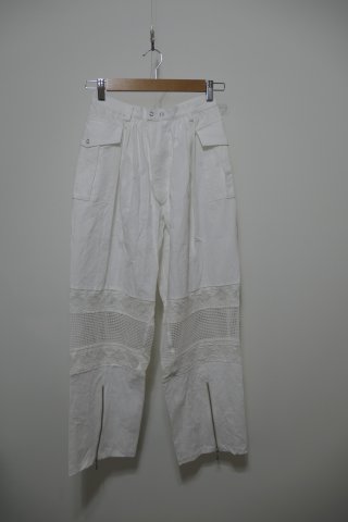 パンツ deco depuis1985 cotton jaquard pants DECO depuis1985 COTTON LINEN DYED HORSE CLOTH LACE PANTS - mousses