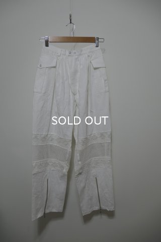 DECO depuis1985 COTTON LINEN DYED HORSE CLOTH LACE PANTS - mousses