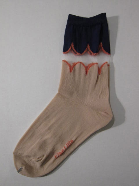 画像1: Eine Lilie Scallop bi-color socks 