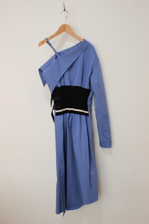 画像1: KISHIDAMIKI one shoulder shirt dress