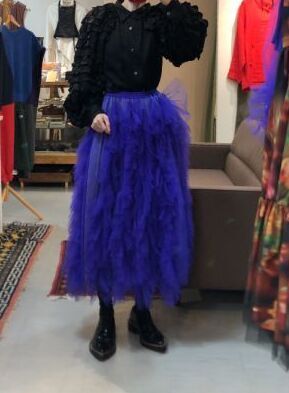 VIVIANO Ruffle Trimmed Tulle Skirt - mousses
