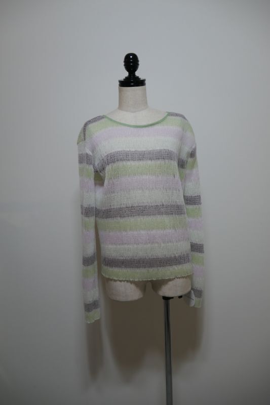 画像1: YUKI SHIMANE Shirring Border knit Pullover